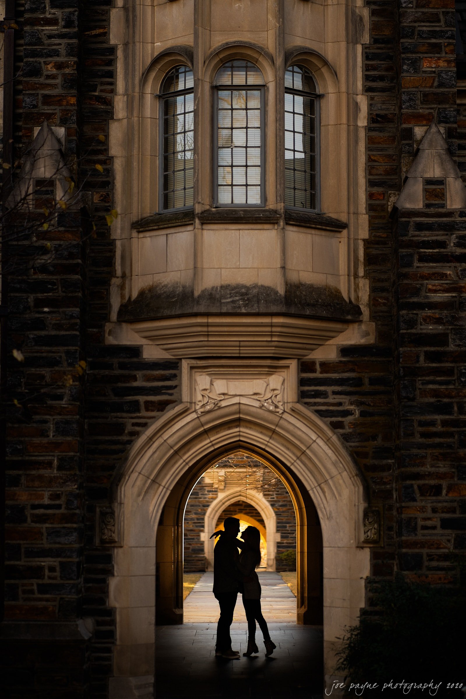 duke university engagement photo silhouette by Joe Payne Photography - april and zach