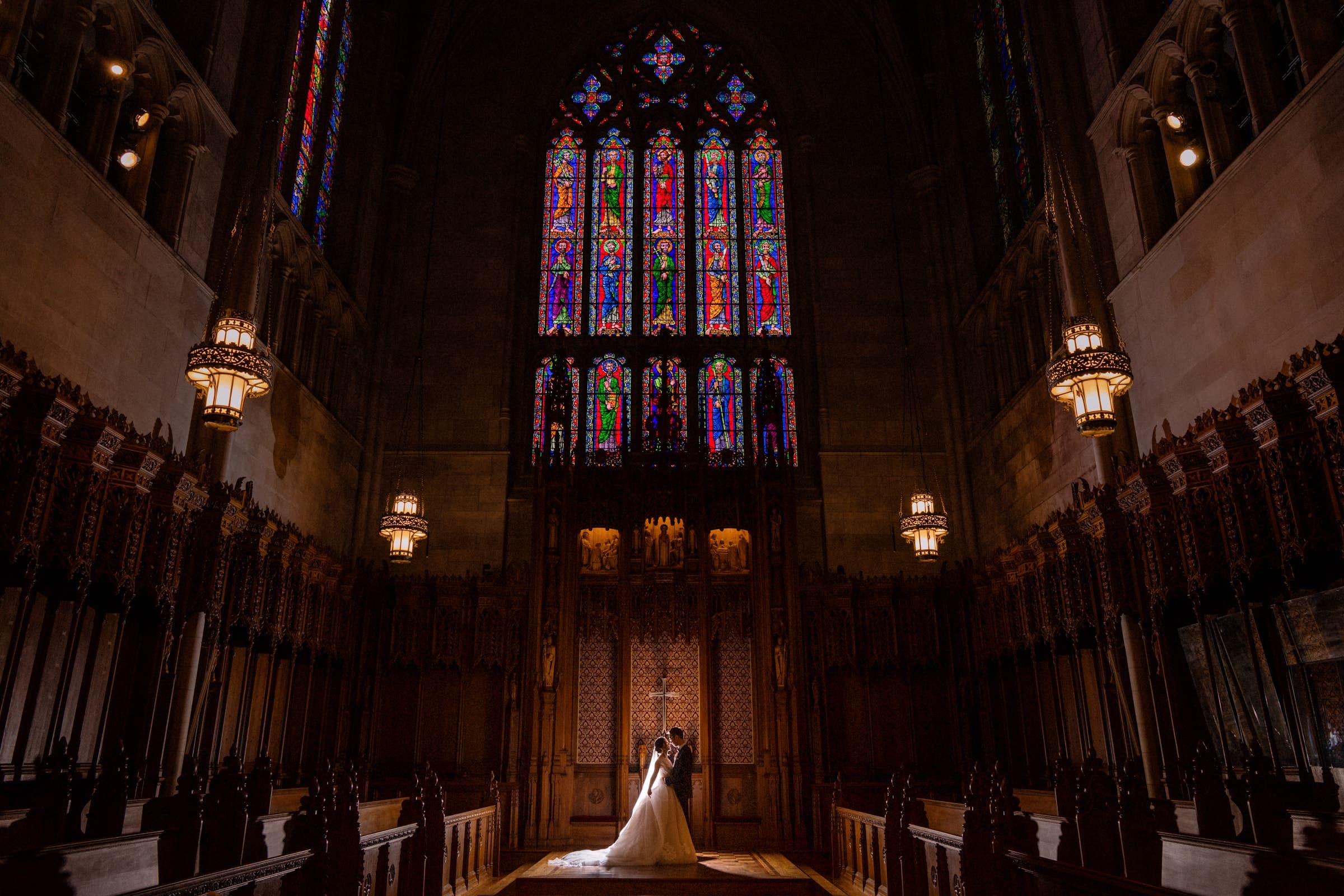 Fine art documentary wedding photography at Duke Chapel in Durham by Raleigh wedding photographer Joe Payne.